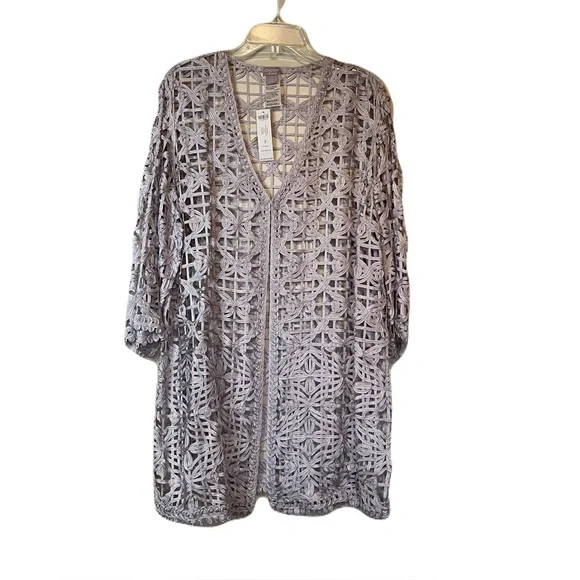 NWT Chico’s Dove Gray Travelers Soutache Jacket Size 3 (16/18) - Picture 3 of 13